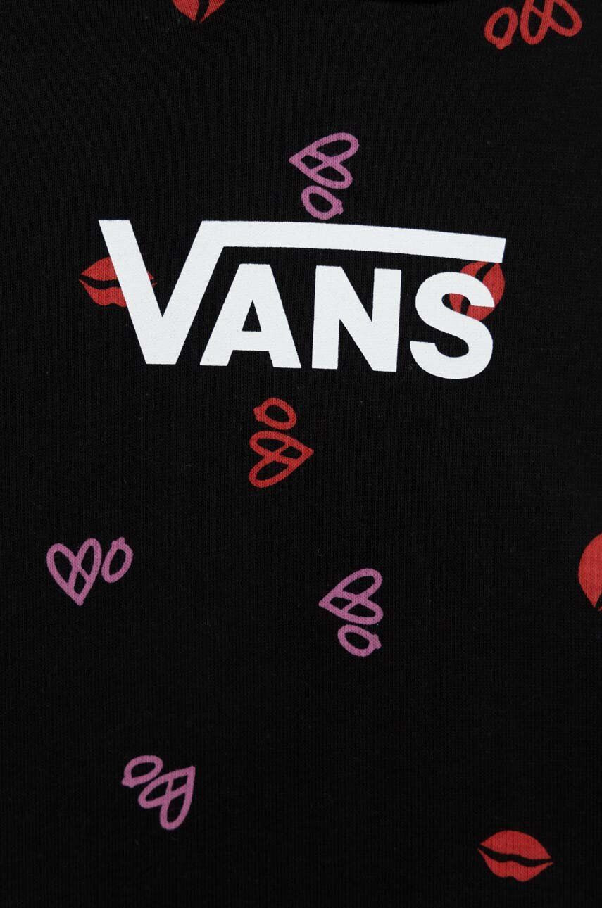 Vans hanorac de bumbac pentru copii LOVE HOODIE Black culoarea negru cu glugă modelator - Pled.ro