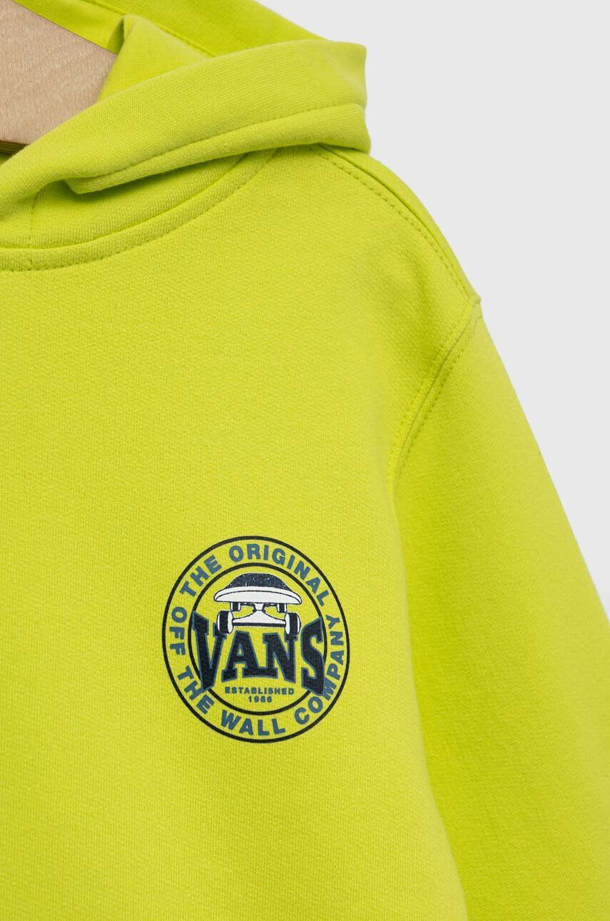 Vans hanorac de bumbac pentru copii OFF THE WALL COMPANY PO EVENING PRIMROS culoarea verde cu glugă cu imprimeu - Pled.ro