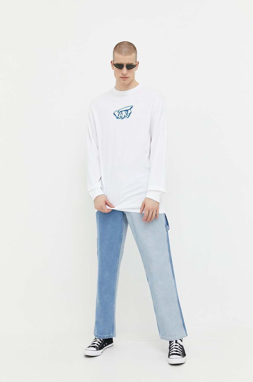 Vans longsleeve din bumbac culoarea alb - Pled.ro