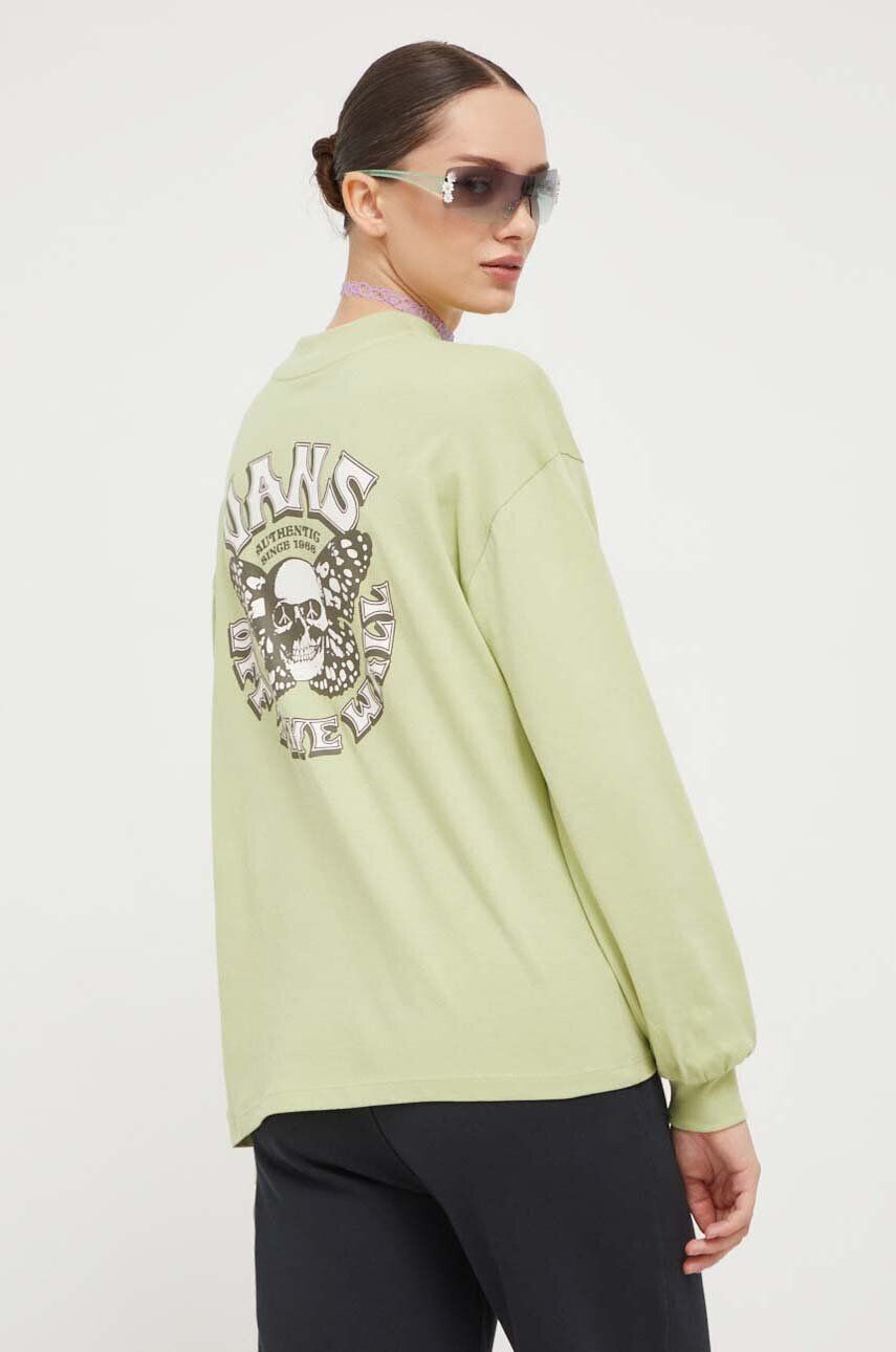 Vans longsleeve din bumbac culoarea verde - Pled.ro