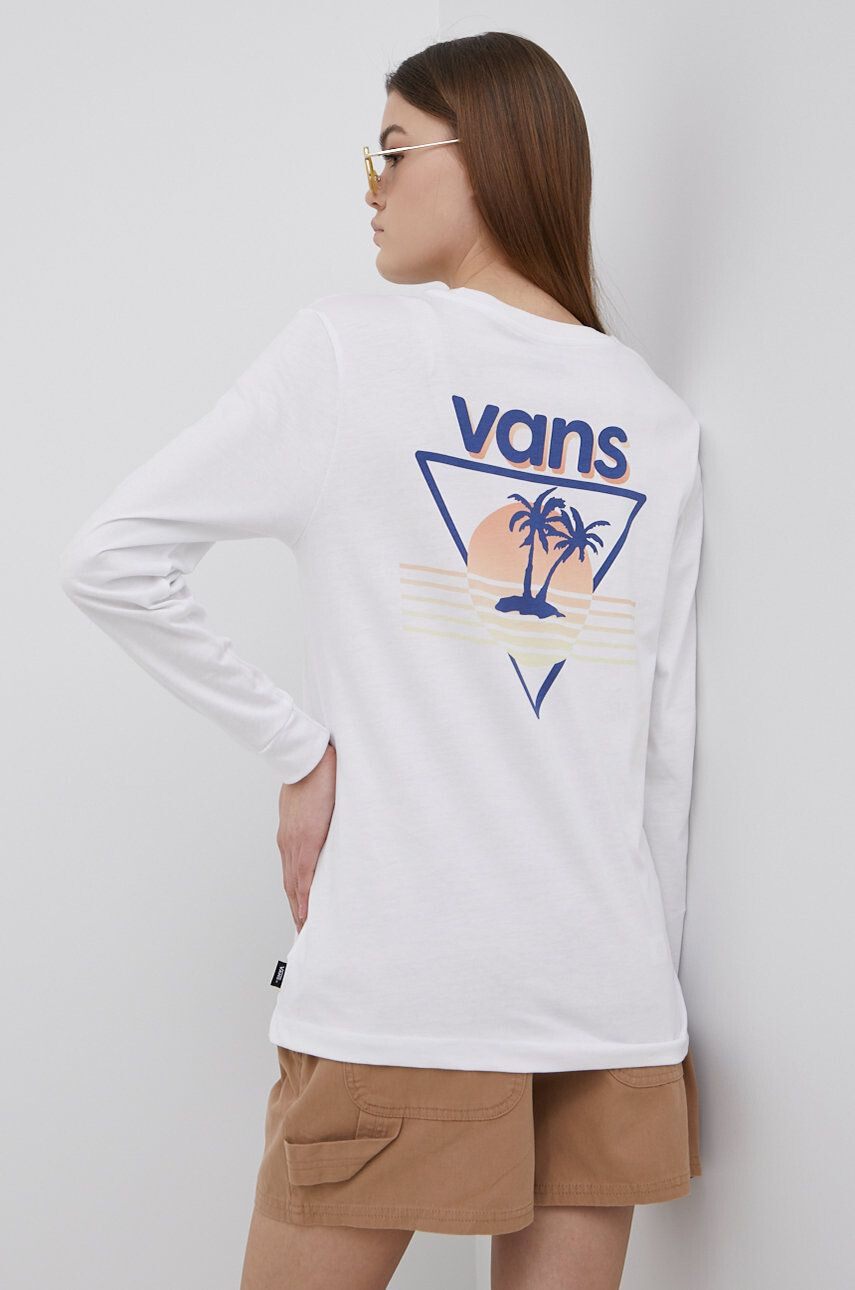 Vans longsleeve din bumbac culoarea alb - Pled.ro