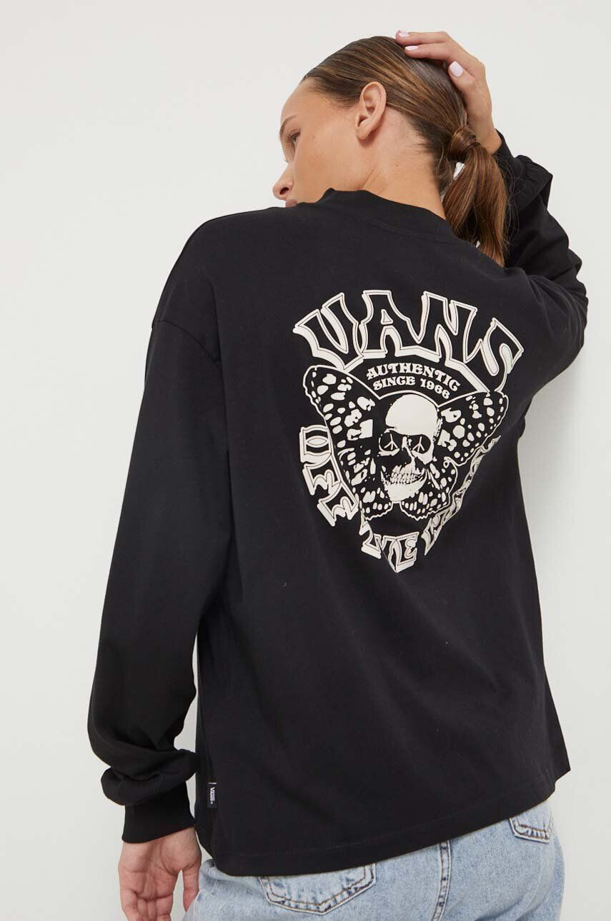 Vans longsleeve din bumbac culoarea negru - Pled.ro