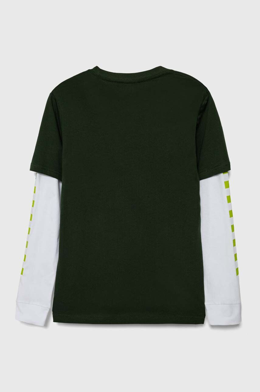 Vans longsleeve din bumbac pentru copii BY LONG CHECK TWOFER BOYS VN0A49OYBD61 culoarea verde modelator - Pled.ro