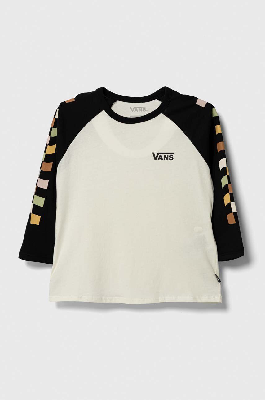 Vans longsleeve din bumbac pentru copii PRINTED SLEEVES RAGLAN VN00079CFS81 culoarea bej - Pled.ro