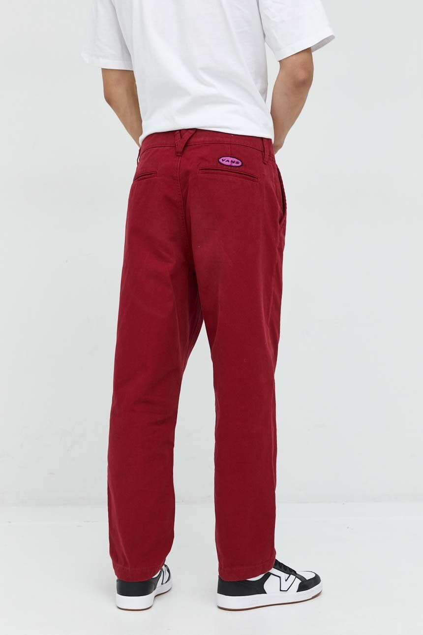 Vans pantaloni de bumbac femei culoarea rosu fason chinos high waist - Pled.ro