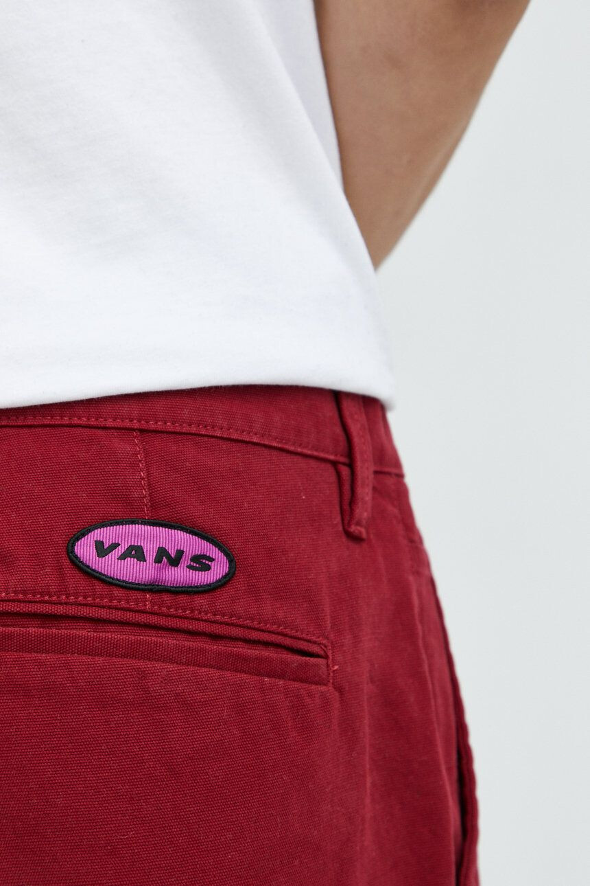 Vans pantaloni de bumbac femei culoarea rosu fason chinos high waist - Pled.ro