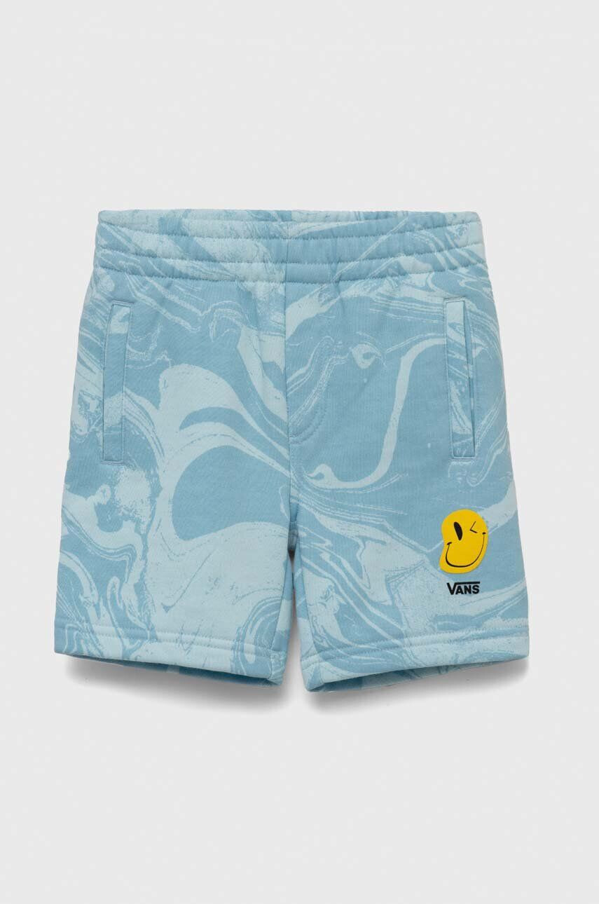 Vans pantaloni scurti copii MARBLE FLEECE SHORT BLUE GLOW talie reglabila - Pled.ro