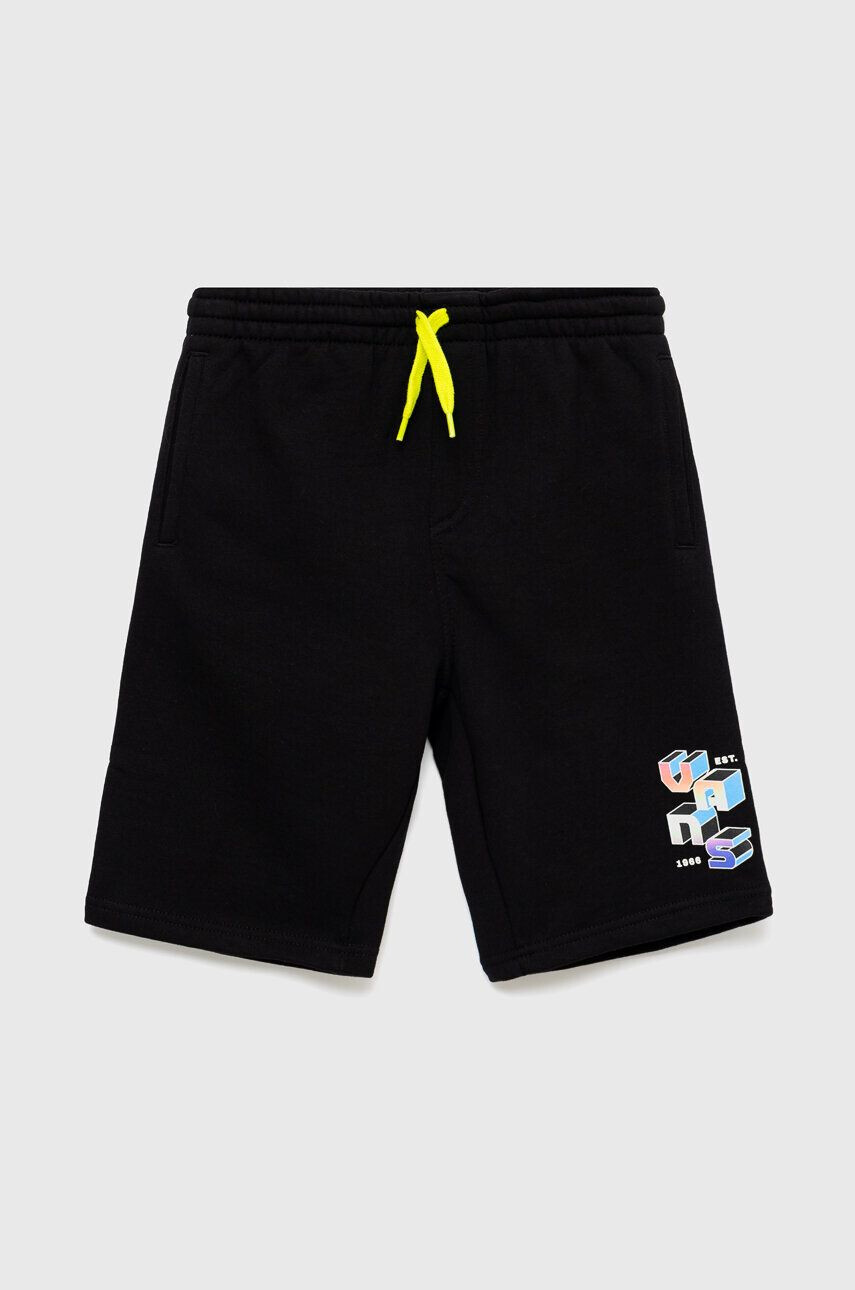 Vans pantaloni scurți din bumbac pentru copii DIGITAL FLASH FLEECE SH Black culoarea negru talie reglabila - Pled.ro