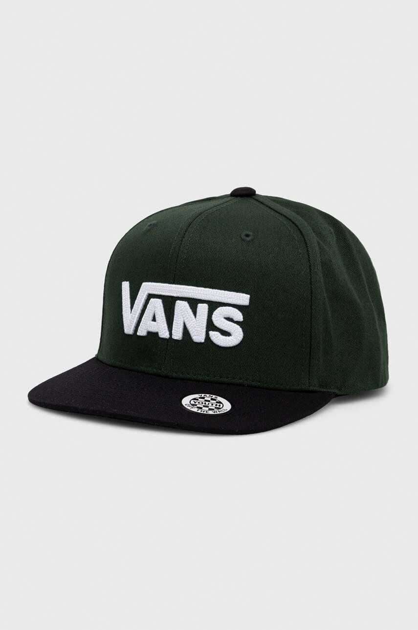 Vans șapcă din bumbac pentru copii BY DROP V II SNAPBACK BOYS culoarea verde cu imprimeu - Pled.ro