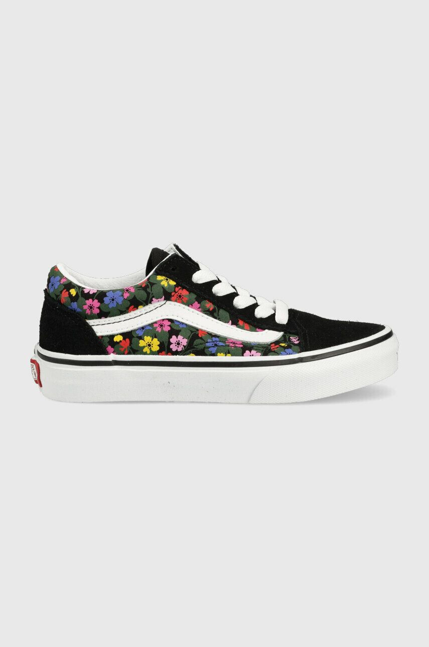 Vans tenisi copii UY Old Skool FLRL BLKWH culoarea negru - Pled.ro