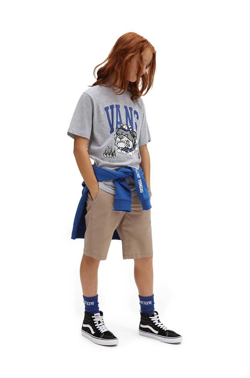 Vans tricou copii VARSITY BULLDOG SS Athletic Heathe culoarea gri cu imprimeu - Pled.ro