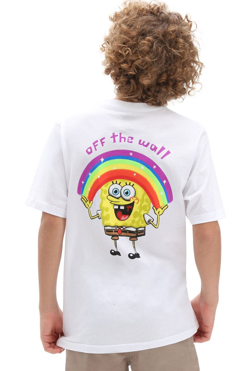 Vans Tricou copii x Spongebob culoarea alb cu imprimeu - Pled.ro