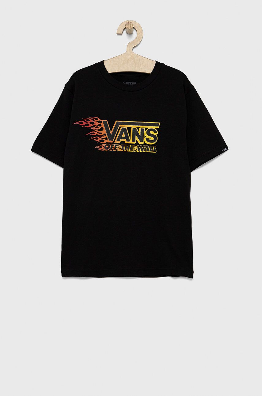 Vans Tricou de bumbac pentru copii culoarea negru cu imprimeu - Pled.ro