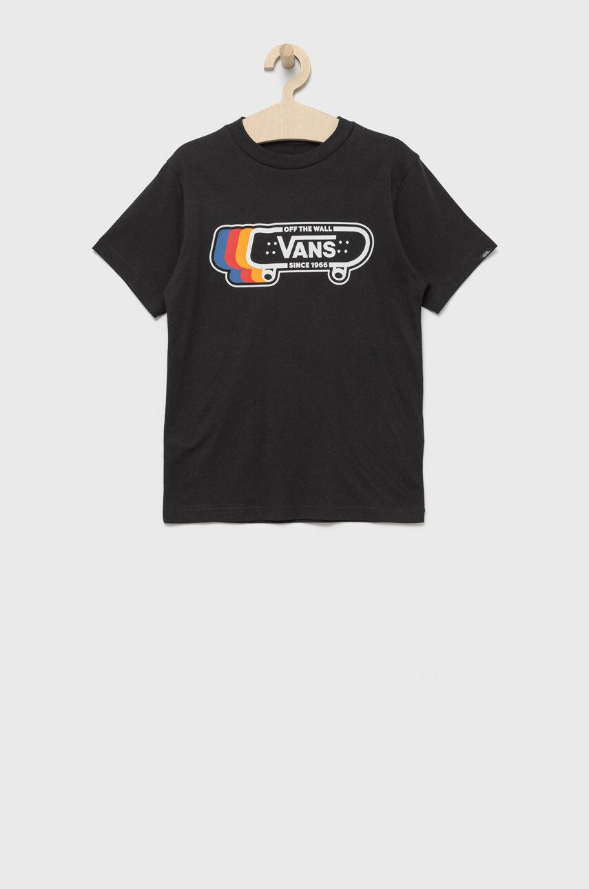 Vans tricou de bumbac pentru copii culoarea negru cu imprimeu - Pled.ro