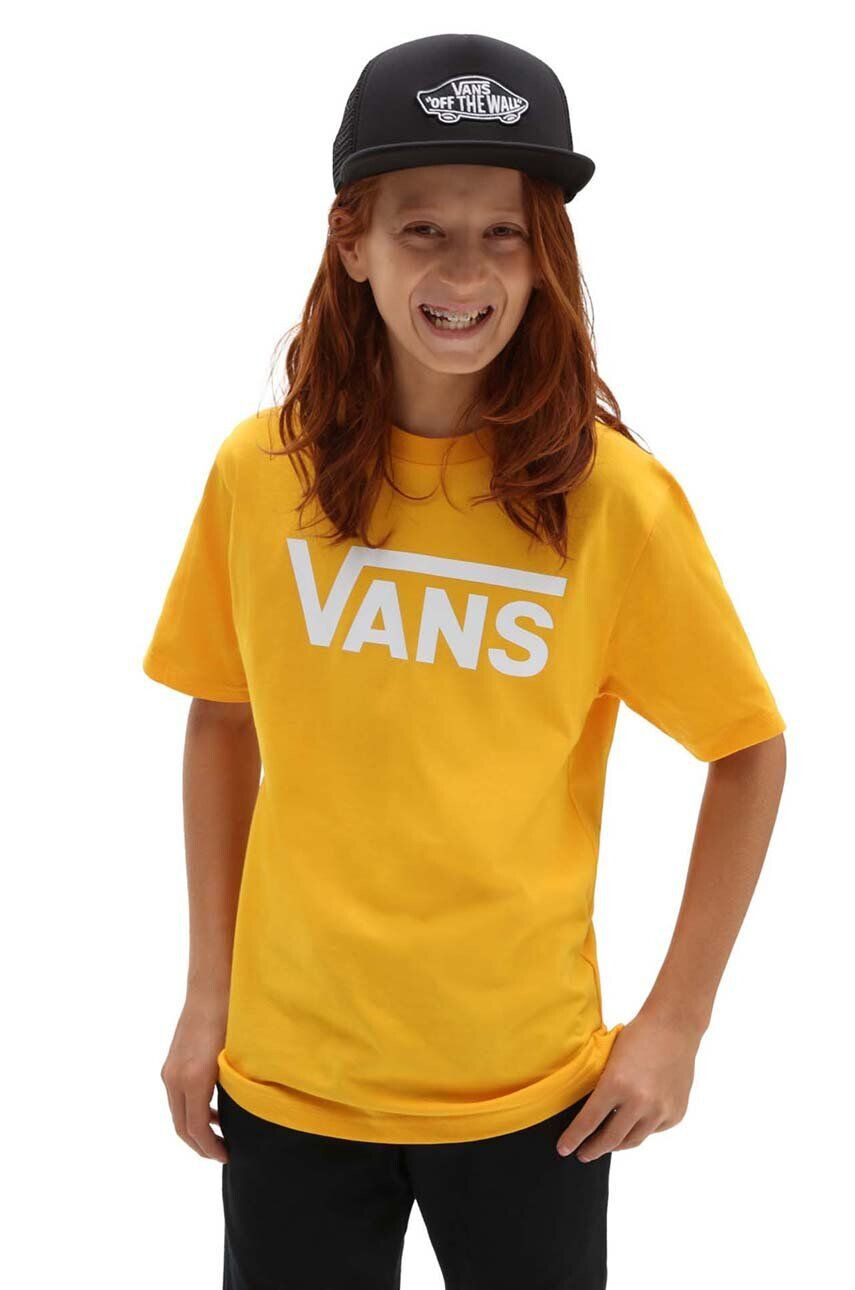 Vans tricou de bumbac pentru copii BY CLASSIC BOYS OLD GOLD/WHITE culoarea portocaliu cu imprimeu - Pled.ro