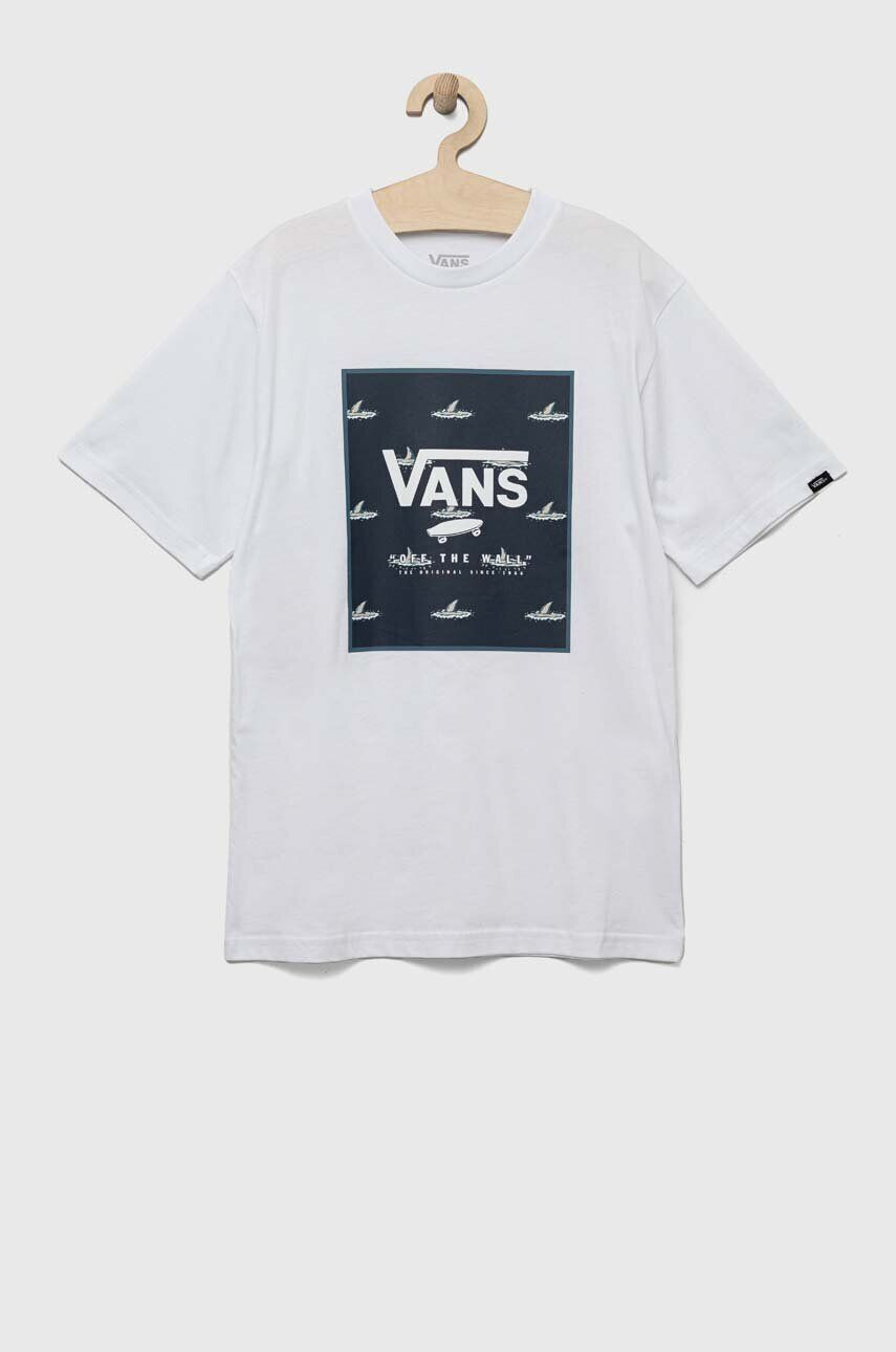 Vans tricou de bumbac pentru copii BY PRINT BOX BOYS WHITE/DRESS BLU culoarea alb cu imprimeu - Pled.ro