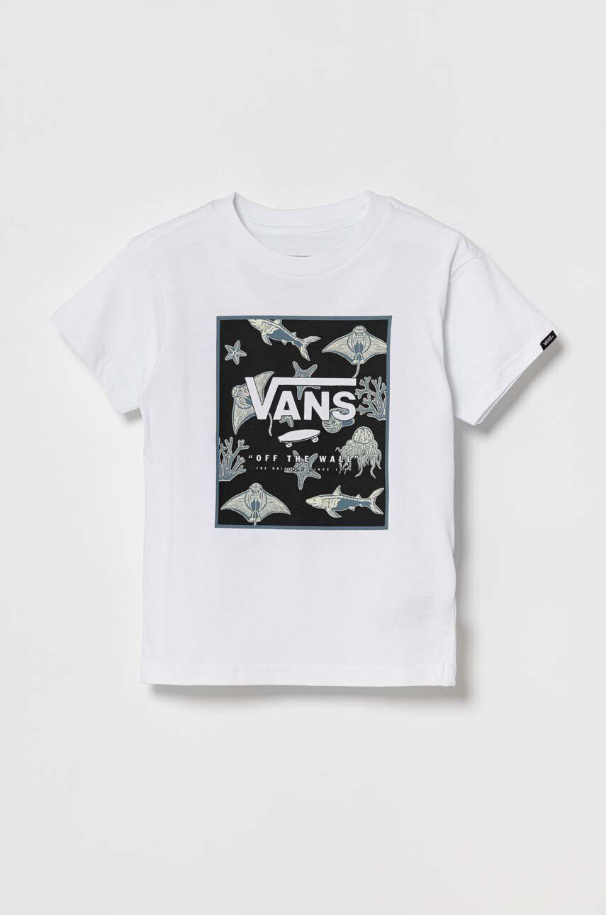 Vans tricou de bumbac pentru copii BY PRINT BOX KIDS culoarea alb cu imprimeu - Pled.ro