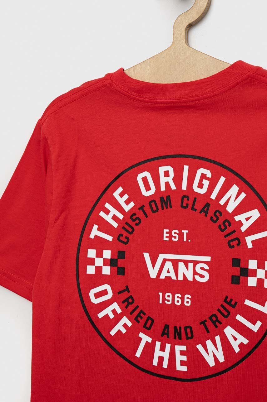 Vans tricou de bumbac pentru copii CUSTOM CLASSIC SS True Red culoarea rosu cu imprimeu - Pled.ro