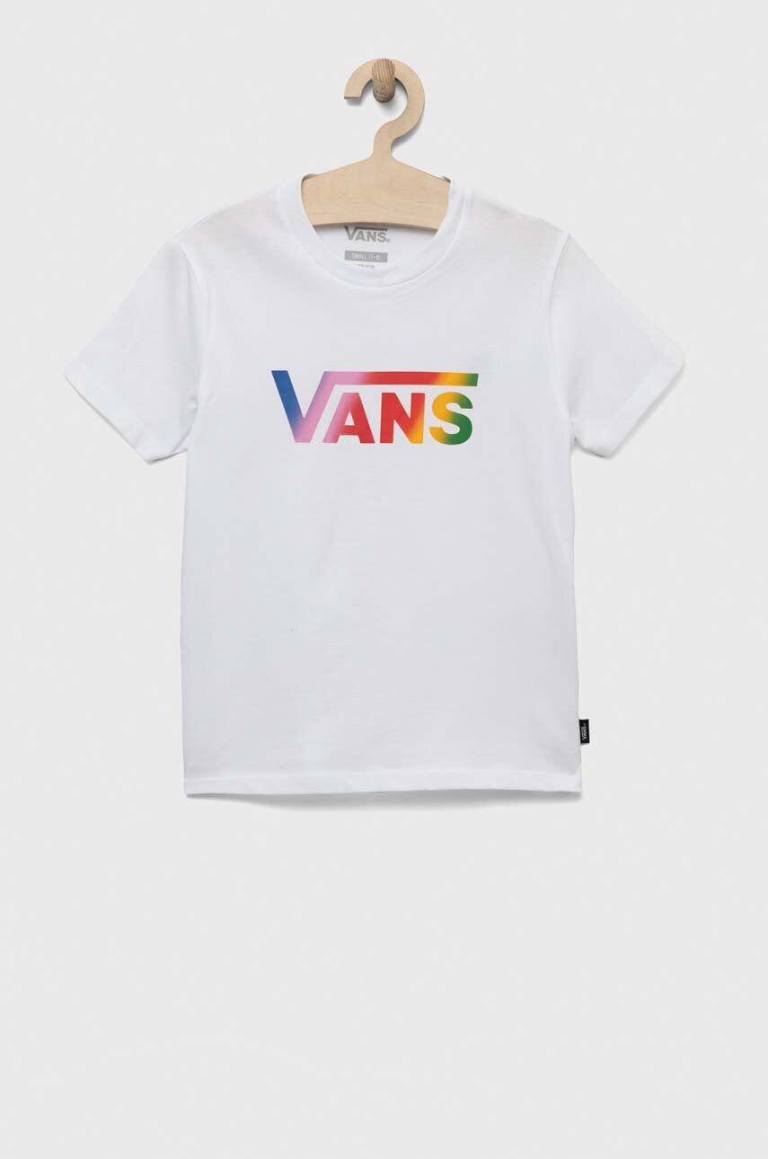 Vans tricou de bumbac pentru copii GR FLYING V CREW GIR FLYV WTCYC culoarea alb cu imprimeu - Pled.ro