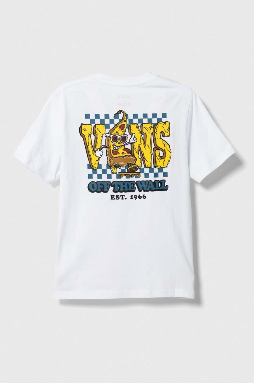 Vans tricou de bumbac pentru copii PIZZA FACE SS VN00089UWHT1 culoarea alb cu imprimeu - Pled.ro