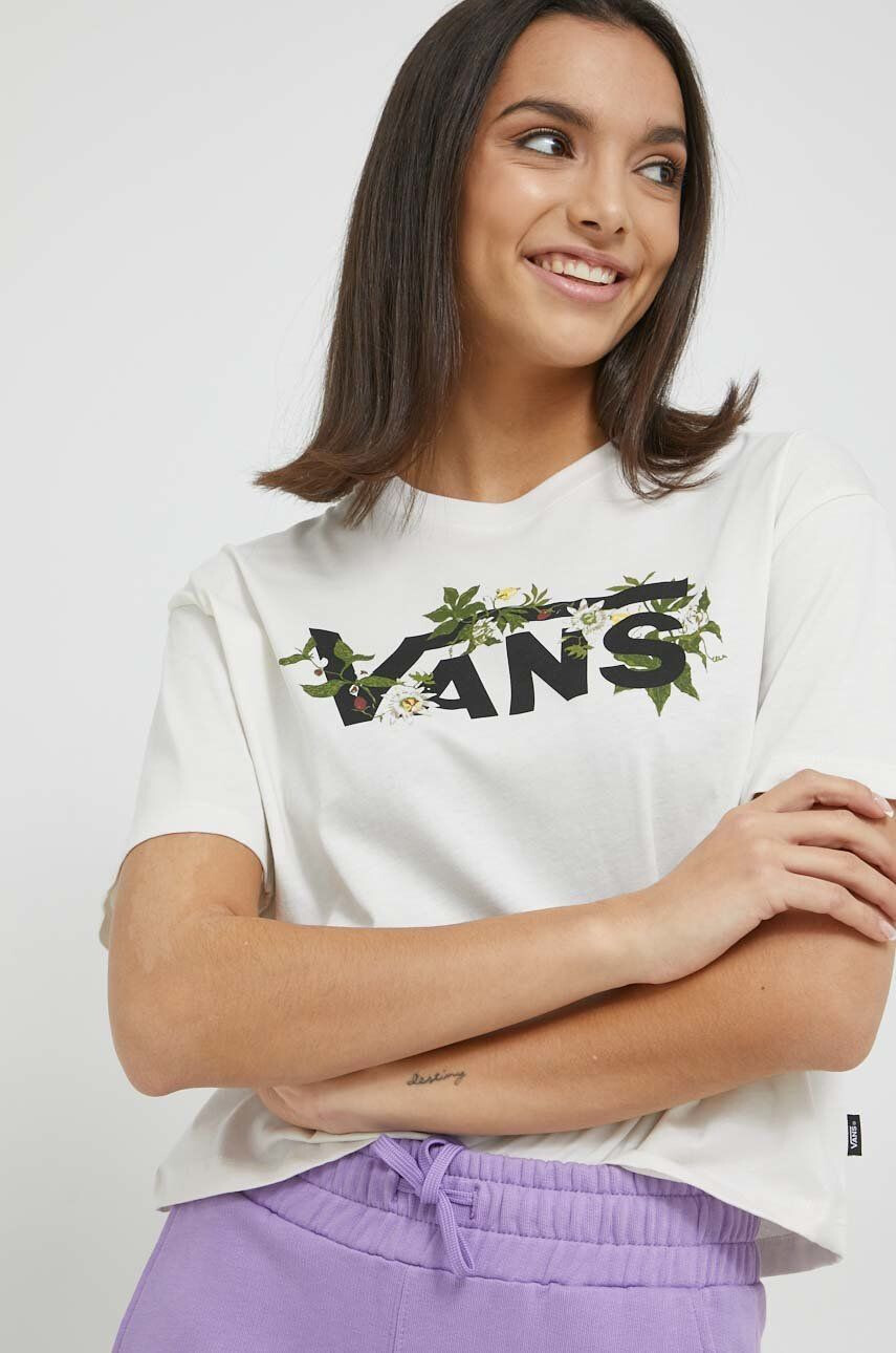 Vans tricou din bumbac culoarea bej - Pled.ro