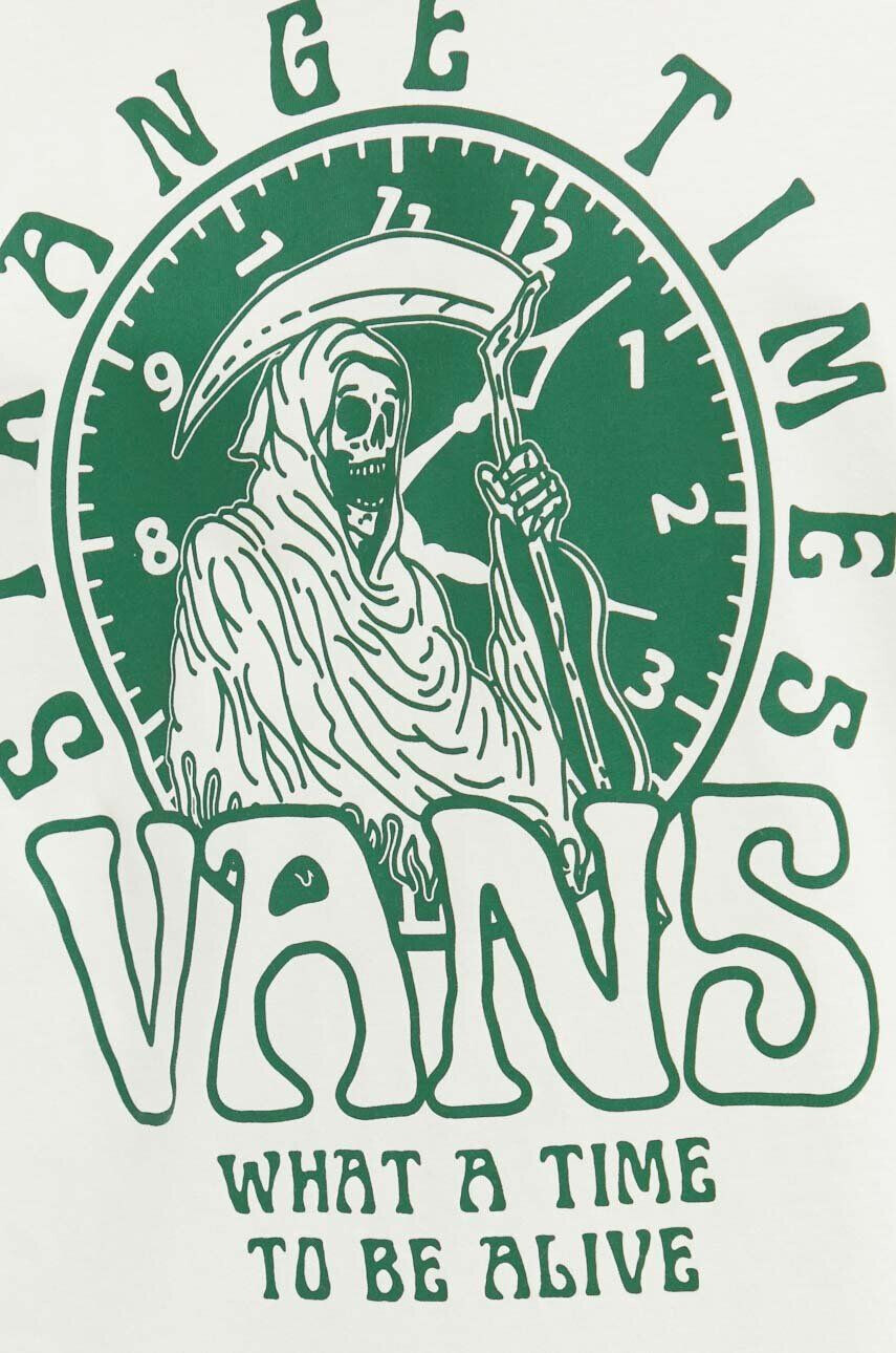 Vans tricou din bumbac culoarea bej cu imprimeu - Pled.ro