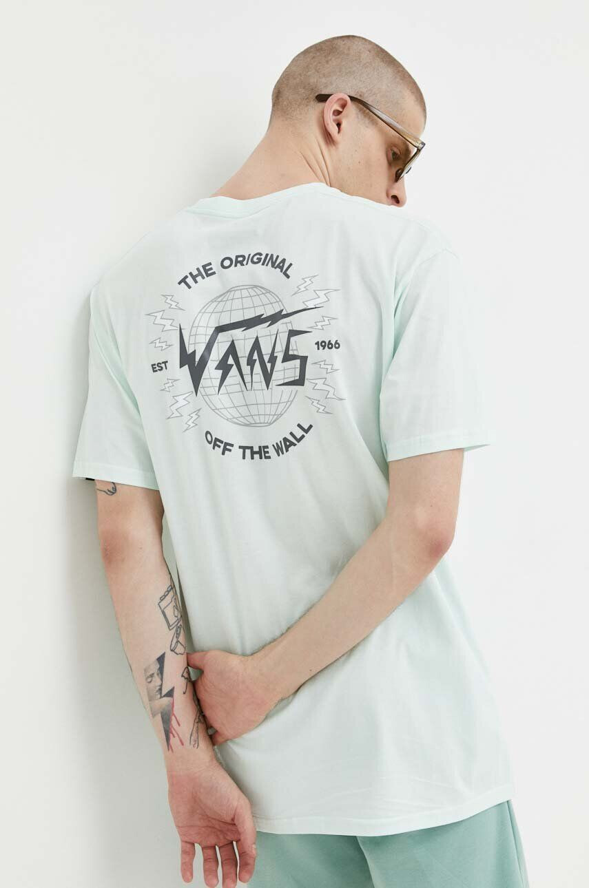 Vans tricou din bumbac culoarea verde cu imprimeu - Pled.ro