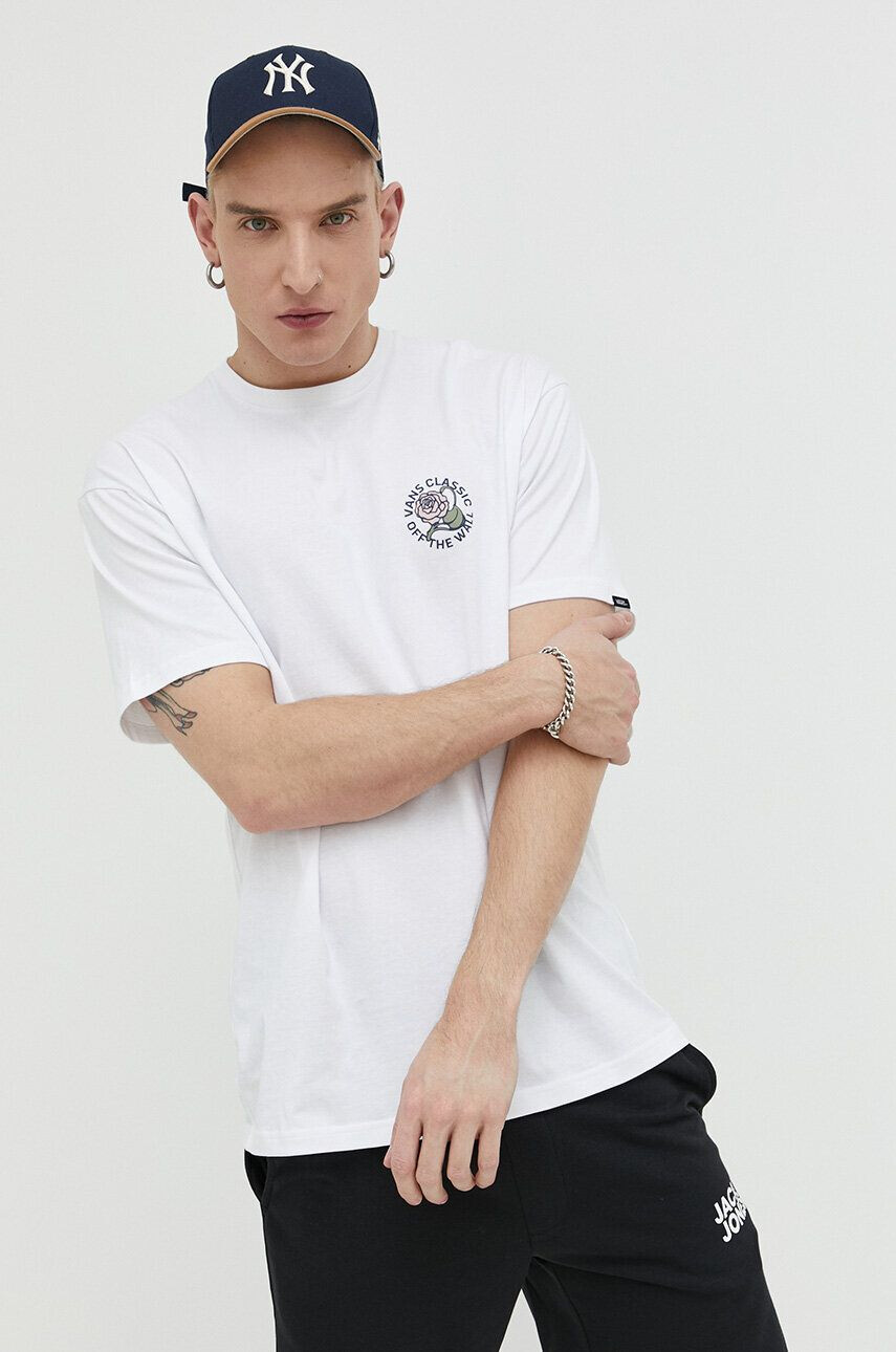 Vans tricou din bumbac culoarea alb cu imprimeu - Pled.ro