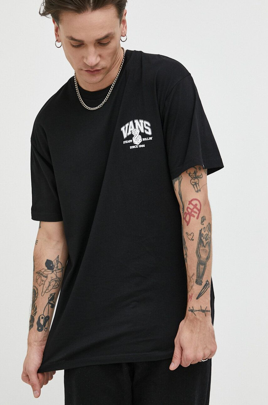 Vans tricou din bumbac culoarea bej - Pled.ro