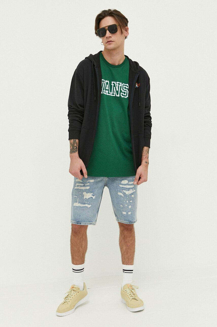 Vans tricou din bumbac culoarea negru cu imprimeu - Pled.ro