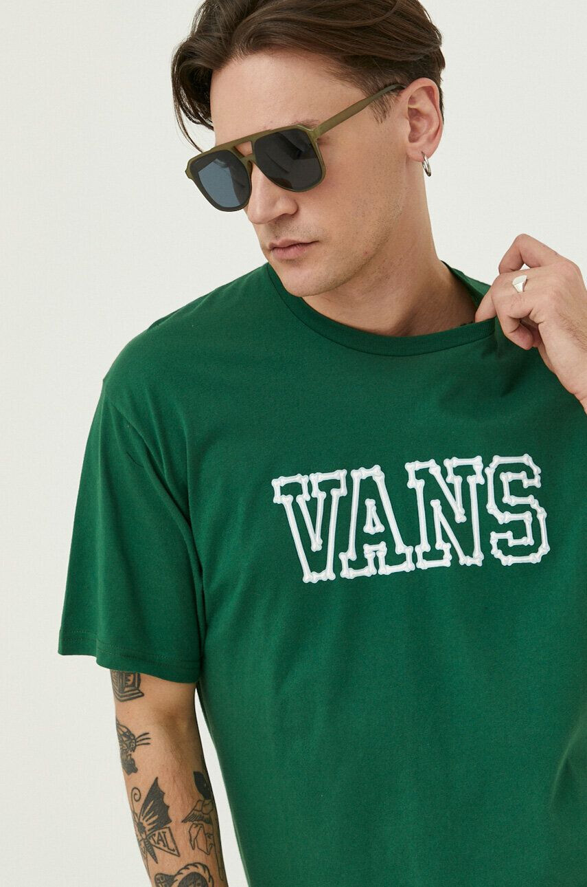 Vans tricou din bumbac culoarea negru cu imprimeu - Pled.ro