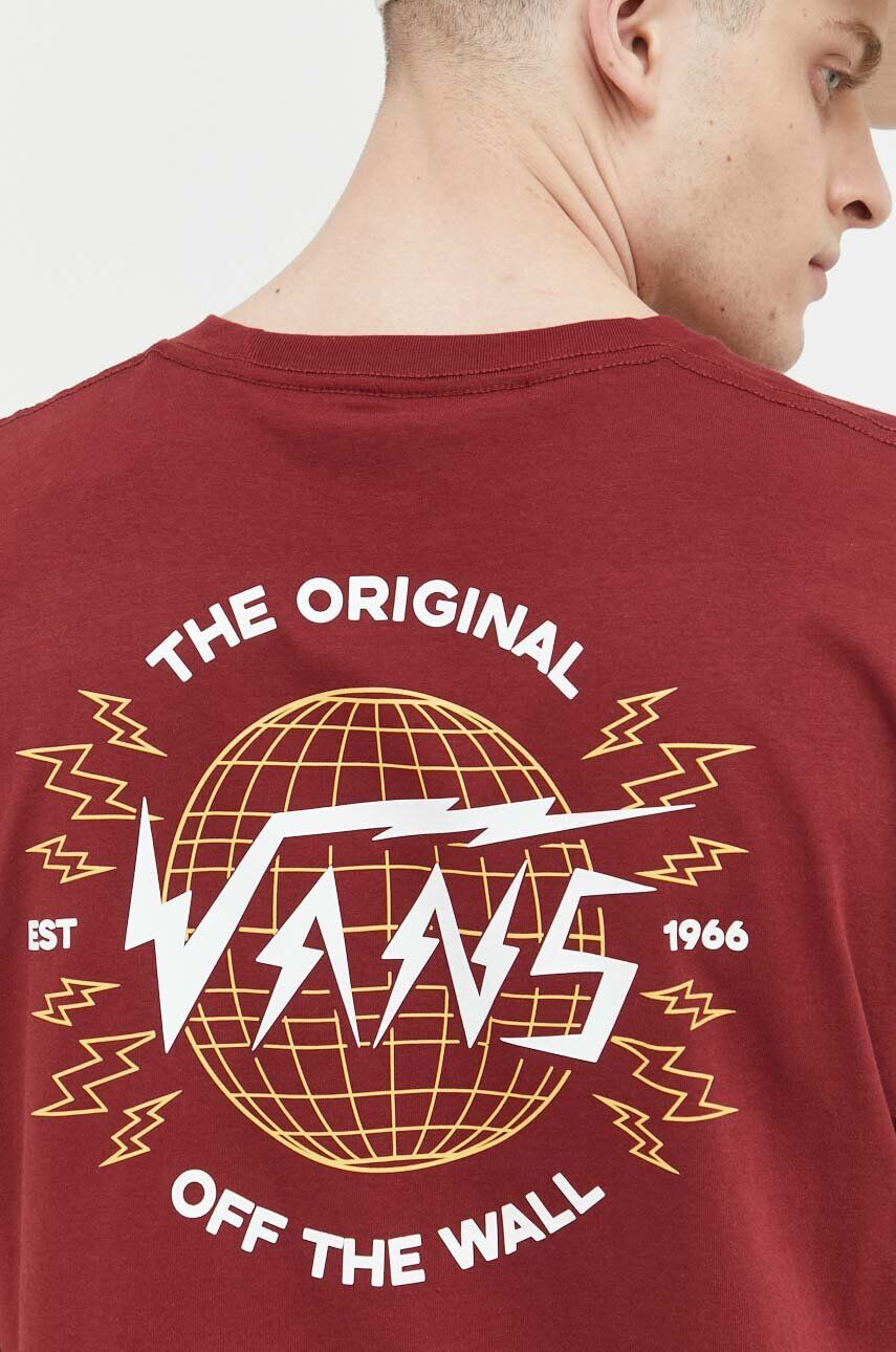 Vans tricou din bumbac culoarea bordo cu imprimeu - Pled.ro