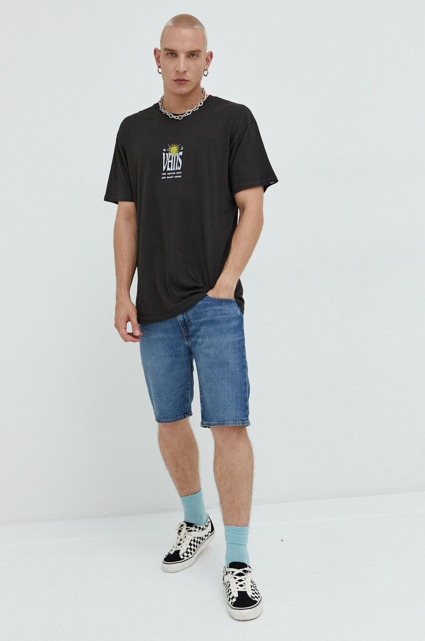 Vans tricou din bumbac culoarea gri cu imprimeu - Pled.ro