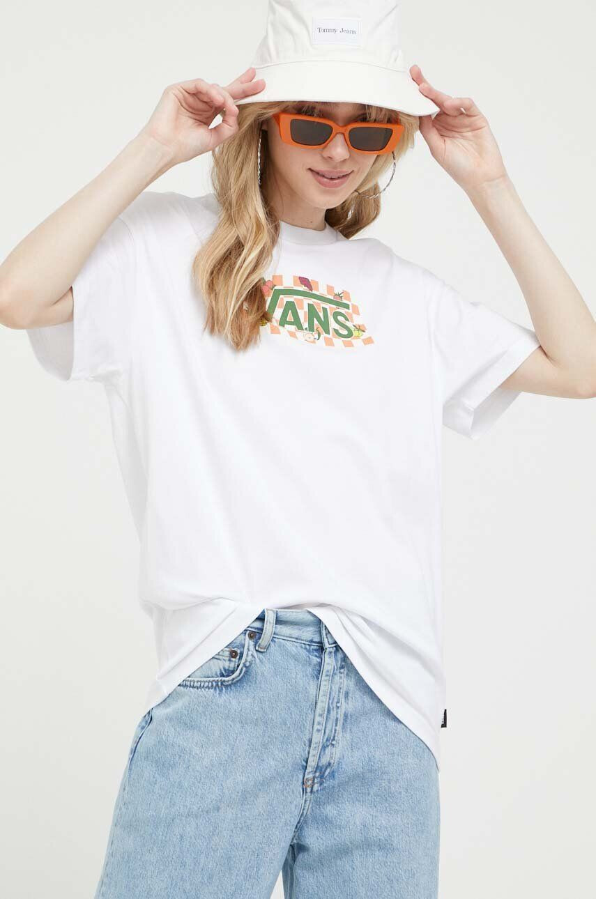 Vans tricou din bumbac culoarea alb - Pled.ro