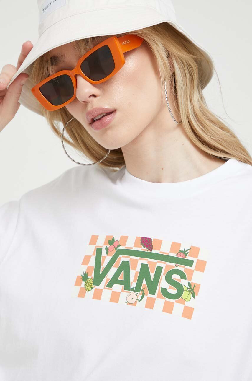 Vans tricou din bumbac culoarea alb - Pled.ro