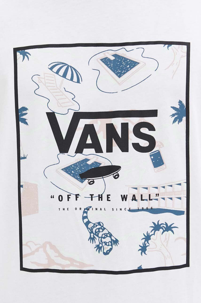 Vans tricou din bumbac culoarea alb cu imprimeu - Pled.ro