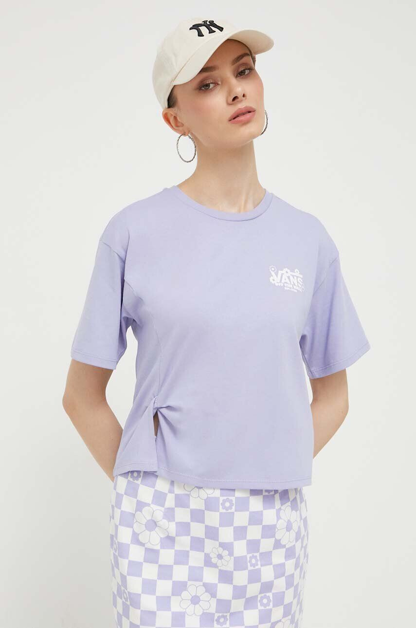 Vans tricou din bumbac culoarea violet - Pled.ro