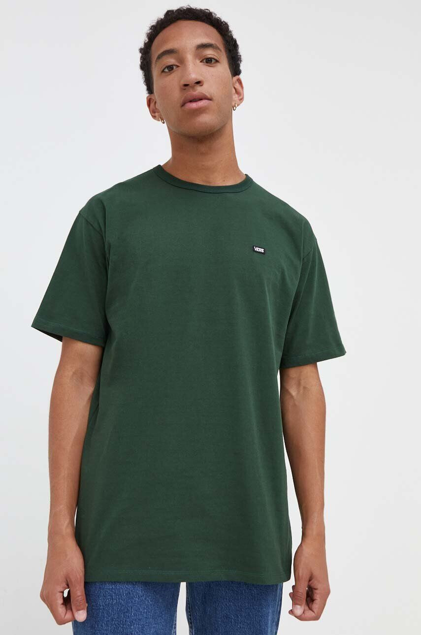 Vans tricou din bumbac culoarea verde neted - Pled.ro