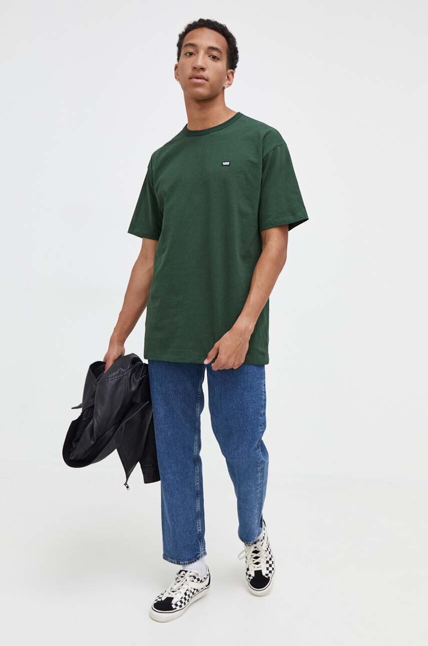 Vans tricou din bumbac culoarea verde neted - Pled.ro