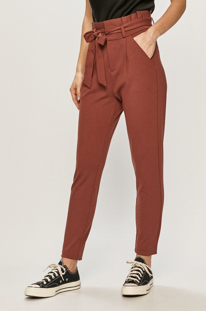 Vero Moda Pantaloni femei culoarea maro model drept high waist - Pled.ro