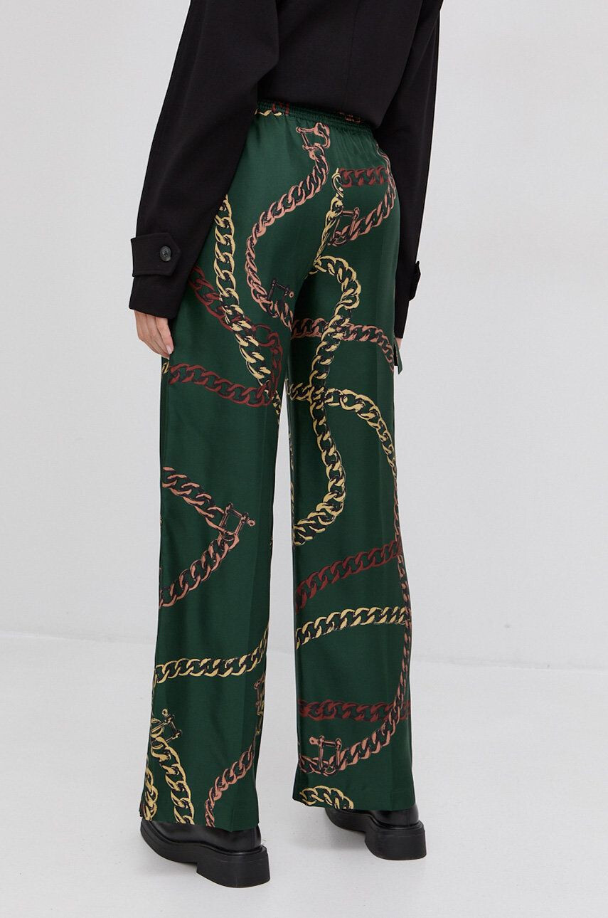 Victoria Beckham Pantaloni femei culoarea verde lat high waist - Pled.ro