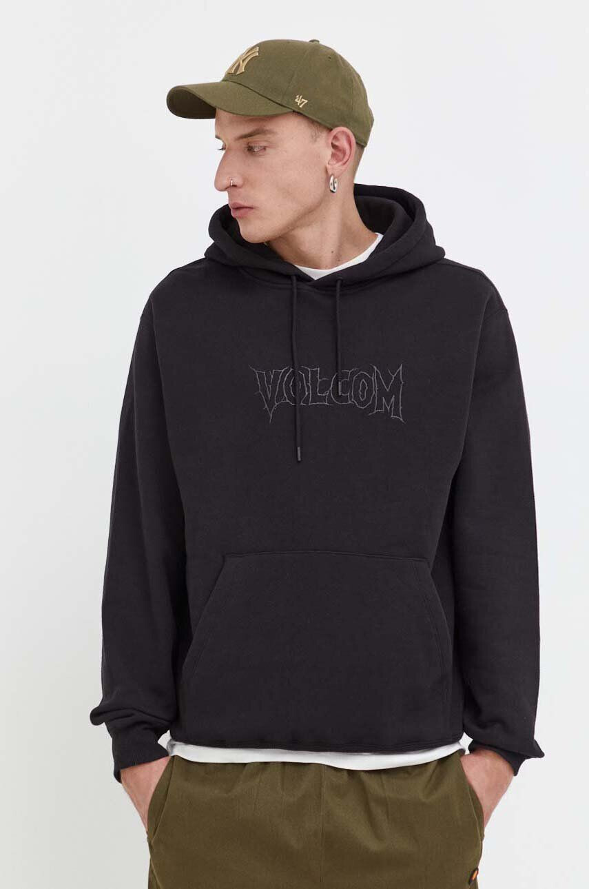 Volcom bluza x Max Sherman barbati culoarea negru cu glugă cu imprimeu - Pled.ro