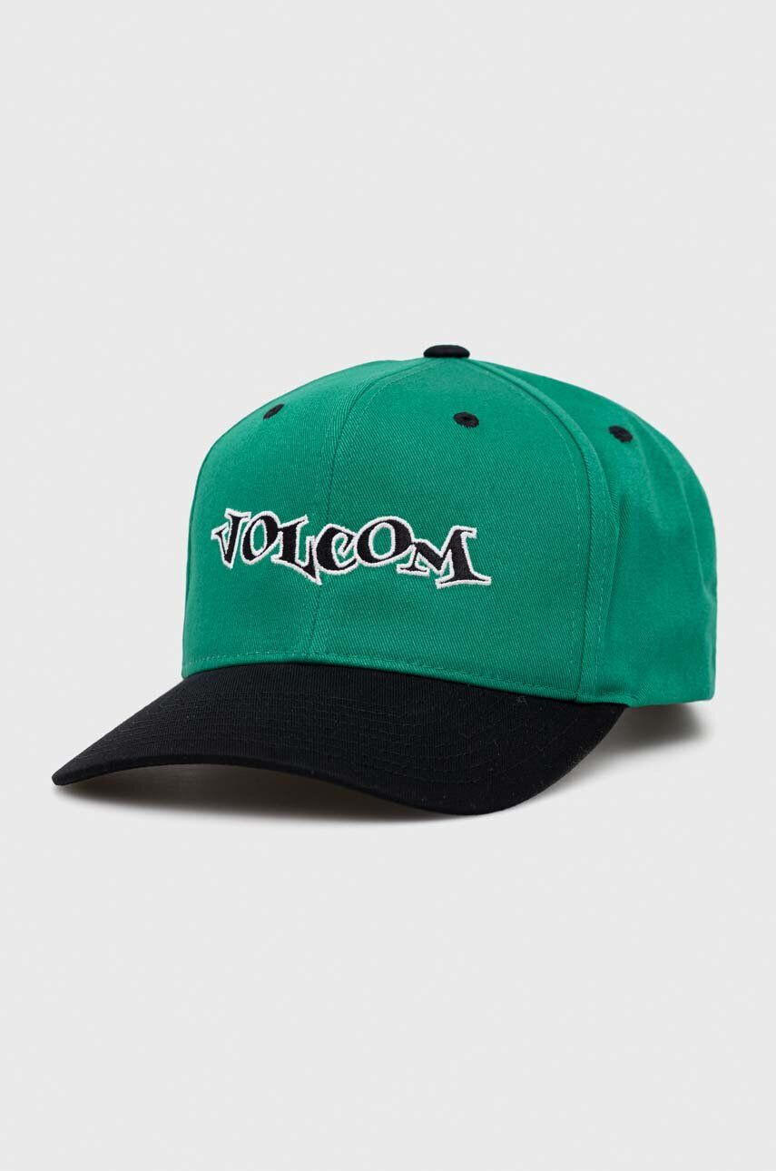 Volcom șapcă de baseball din bumbac culoarea verde cu imprimeu - Pled.ro