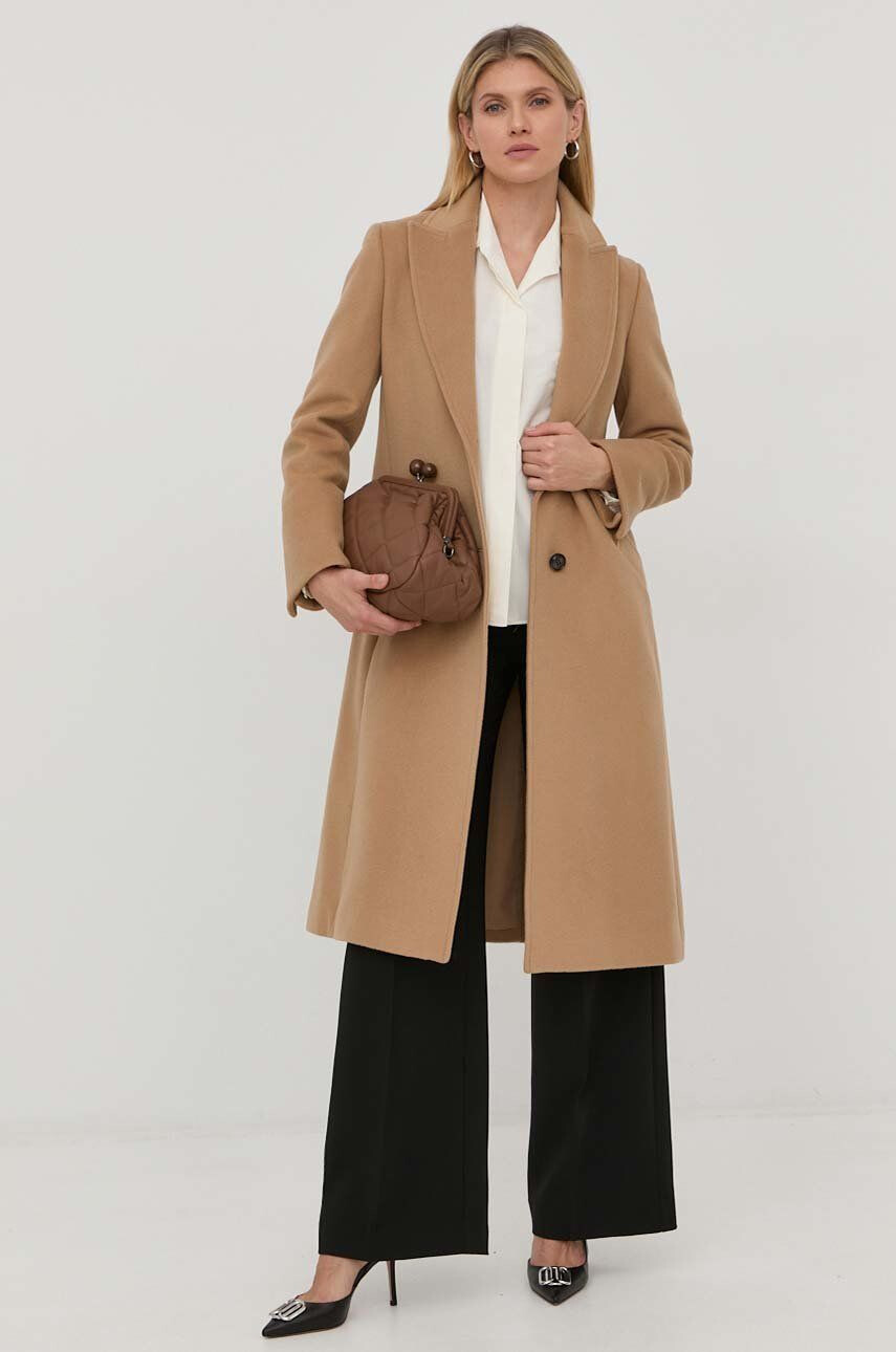 Weekend Max Mara camasa femei culoarea bej cu guler clasic relaxed - Pled.ro