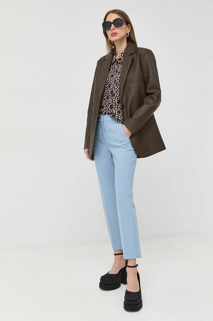 Weekend Max Mara camasa de matase femei culoarea maro cu guler clasic regular - Pled.ro