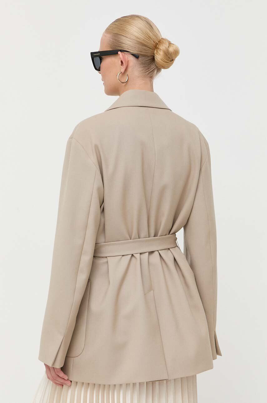 Weekend Max Mara geaca de lana culoarea bej desfacut neted - Pled.ro