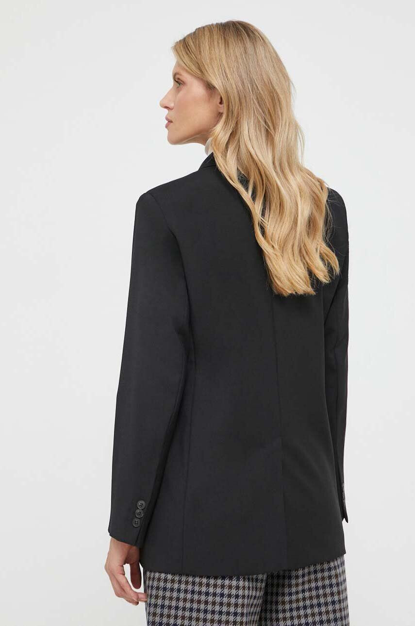 Weekend Max Mara geaca de lana culoarea negru cu doua randuri de nasturi neted - Pled.ro