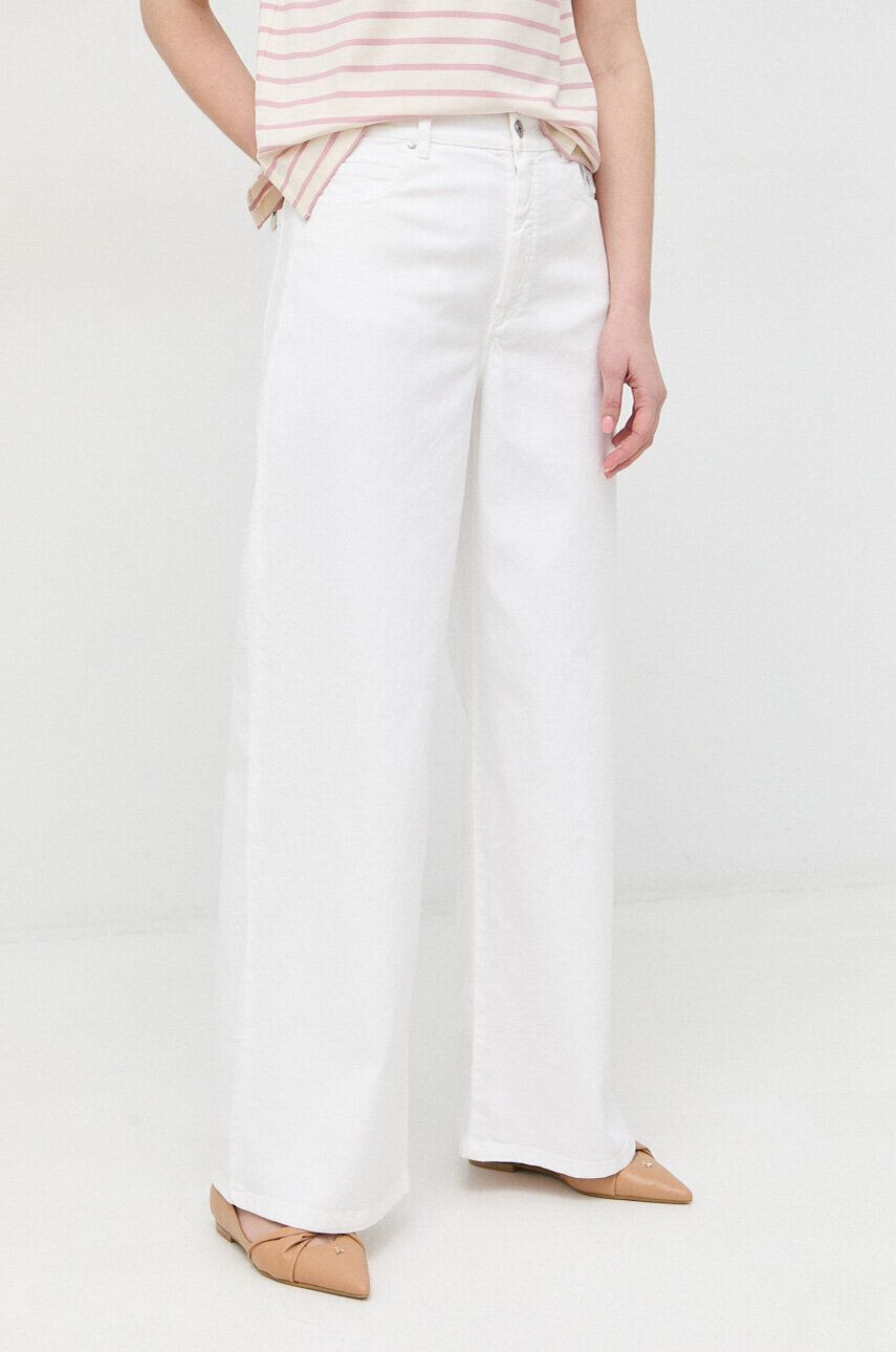 Weekend Max Mara jeansi femei culoarea alb high waist - Pled.ro