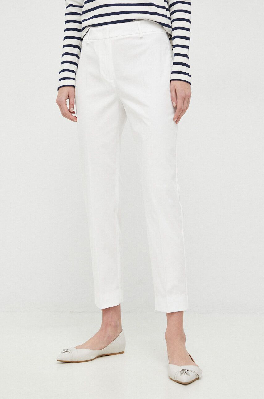 Weekend Max Mara pantaloni femei culoarea alb drept medium waist - Pled.ro