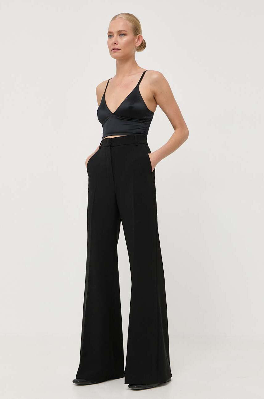 Weekend Max Mara pantaloni femei culoarea negru lat high waist - Pled.ro